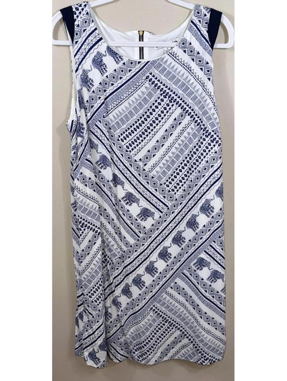 NWT Madison Leigh Shift Dress Size 12 Rayon sleeveless elephant Print Lined